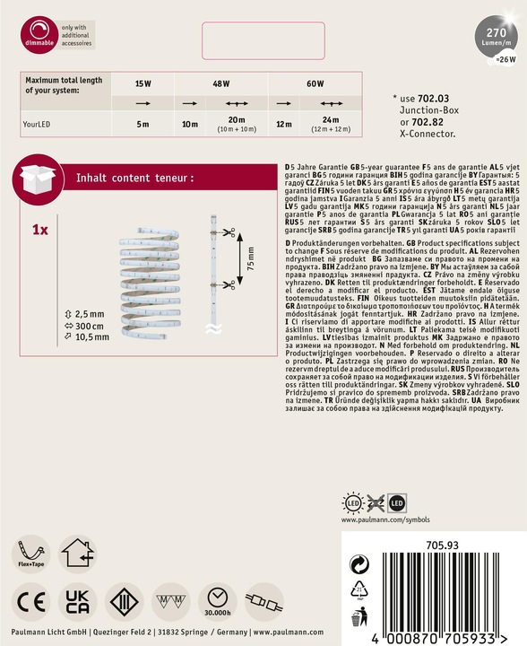 Actual product image Paulmann YourLED Extension (Cold White, 300 cm, Indoor)