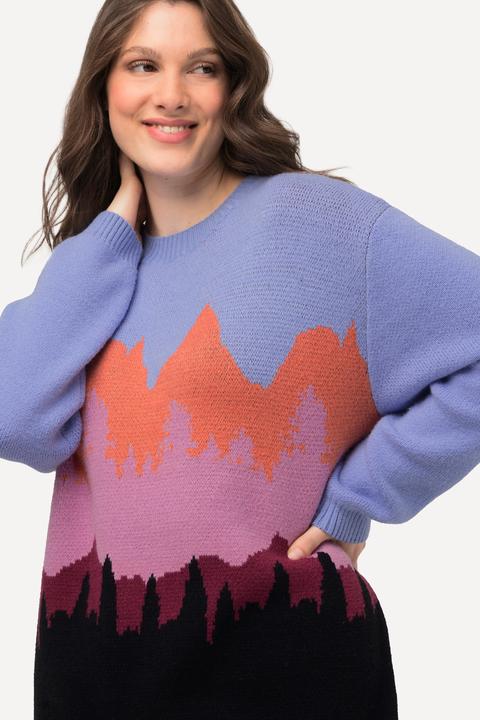 Image du produit Ulla Popken Pull à col rond et manches longues, motif montagne (42, 44)