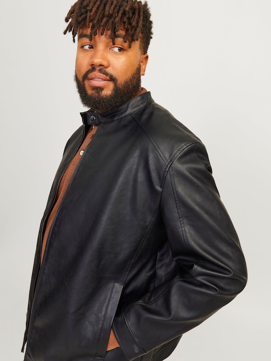 Actual product image Jack & Jones Plus Size Leather Jacket Leather Jacket (3XL)