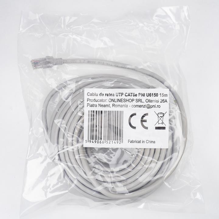 Immagine prodotto PNI Cavo di rete UTP CAT6 U6150, spina patch 2xRJ45, 8 conduttori x 0,5 mm, 15m (CAT6, 15 m)
