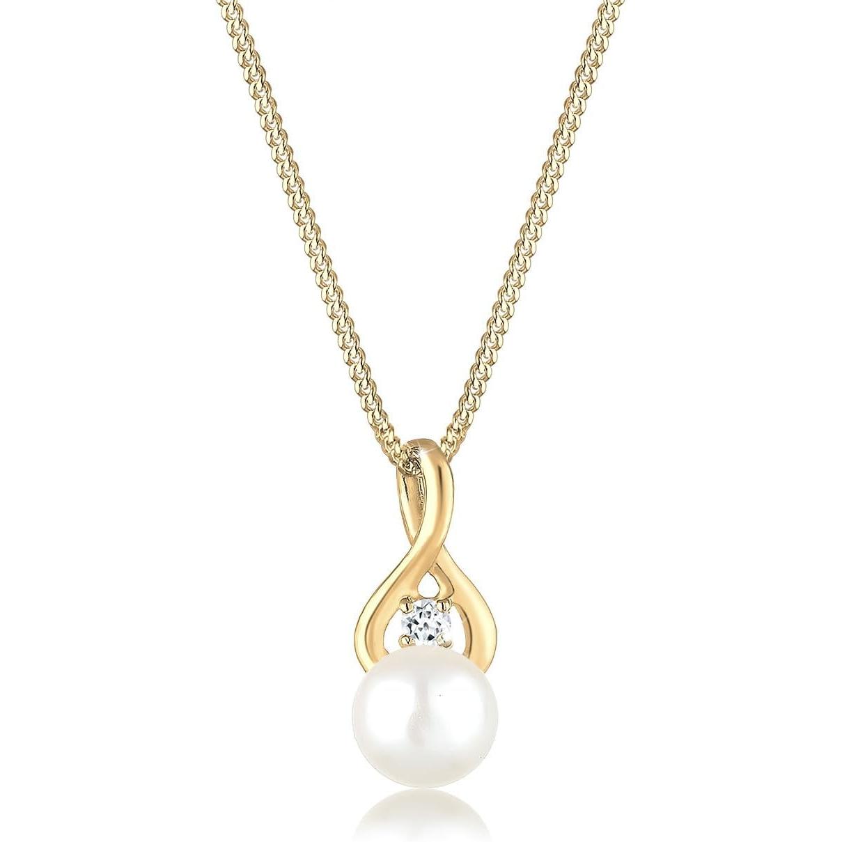 Elli, Collana, Unendlichkeits-Symbol AnhäNger Halskette, (585 Oro Giallo)