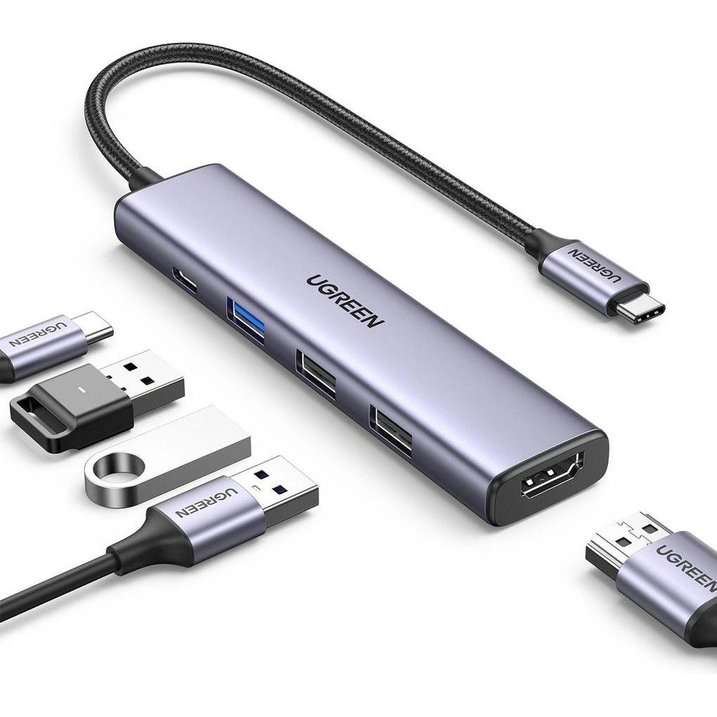 Thumbnail - Ugreen Adapteris Hub CM478 (USB-C, 5 Ports), Dockingstation + USB Hub, Silber