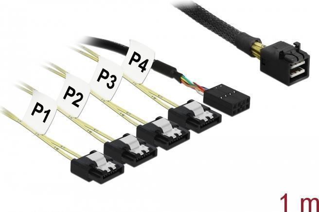 Produktbild Delock Reverse SAS Kabel: 4xSATA - SFF-8643, 1m