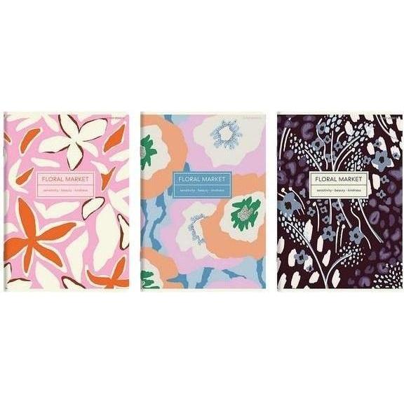 TOP, Quaderni + Bloc notes, Notizbuch A4/60K Raster Floradelic (5 Stück) TOP2000 (A4, Copertina rigida)