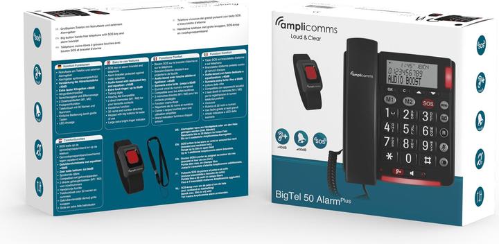 Actual product image amplicom ms BigTel 50 Alarm Plus DE/FR Analogue telephone dark grey
