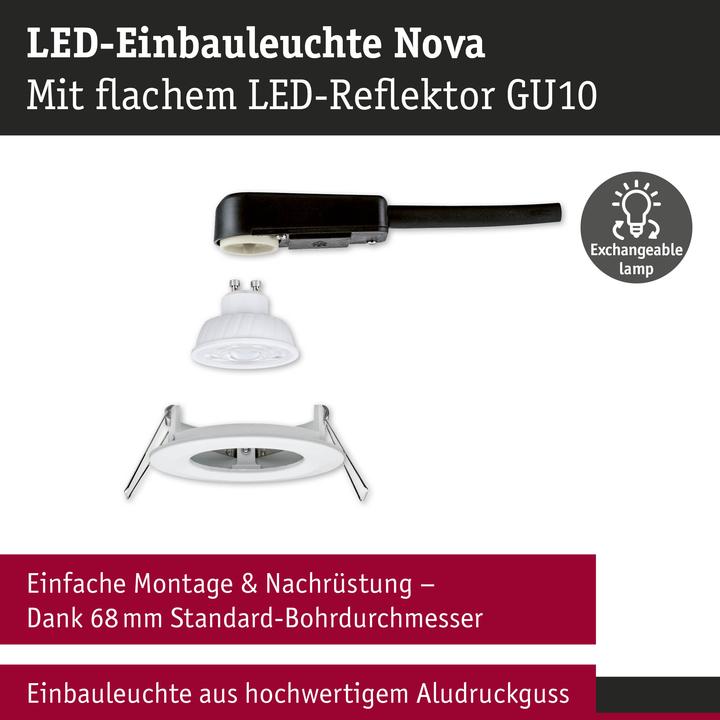 Produktbild Paulmann 92312 Nova LED-Einbauleuchte GU10 4.9 W Weiss (matt) (550 lm, GU10)