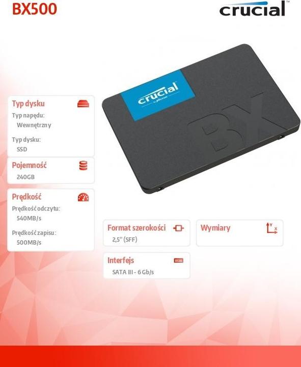 Produktbild Crucial BX500 (240 GB, 2.5")
