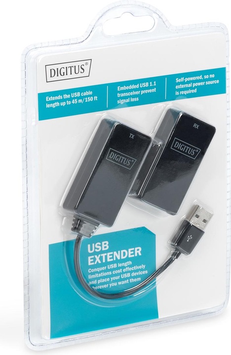 Produktbild Digitus USB Extender für CAT5e CAT6 UTP Kabel bis 45m Länge (USB, RJ45 (1x))