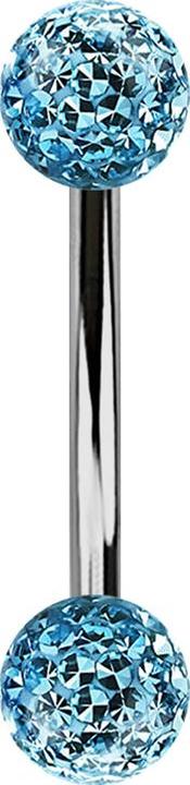 Actual product image Star Piercing Banane silber mit zwei Kristallkugeln aqua Epoxy Schutzschicht (without brass, Titanium)