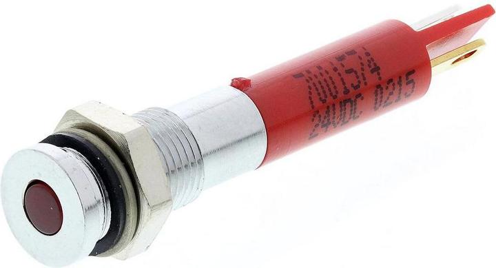 Produktbild RS PRO 6mm flush satin chrome LED, red 24Vdc