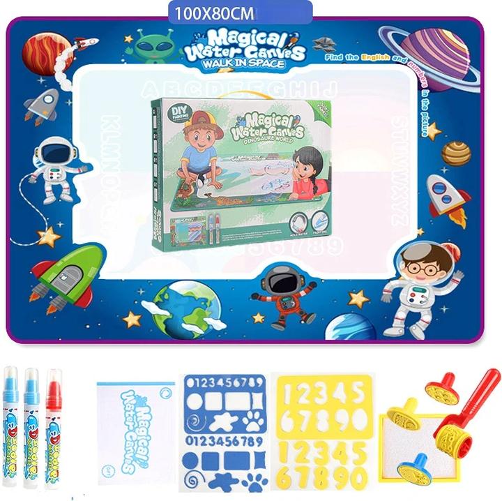 Activity Board 100x80CM Tapis de Dessin à l'Eau Magique Coloriage Gribouillage avec Stylos Magiques Réutilisables
