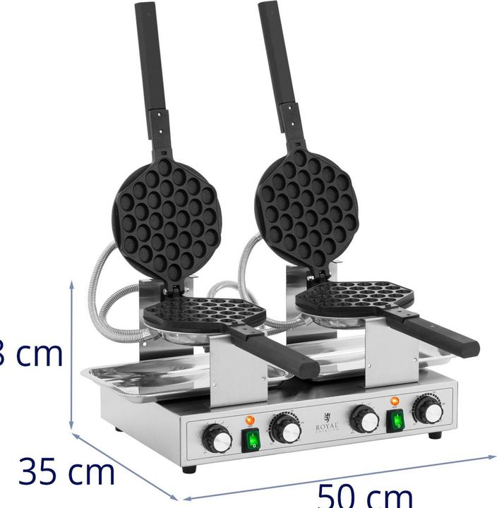 Actual product image Royal Catering Bubble Waffeleisen - 2 x 1400 W - 50 - 250 ° C - Timer: 0 - 5 min -