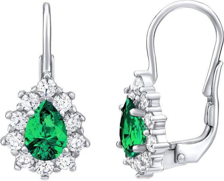 Produktbild Silvego Silver earrings with green Swarovski stone Created Stones SILVEGO31866G (100% Sterling Silber)
