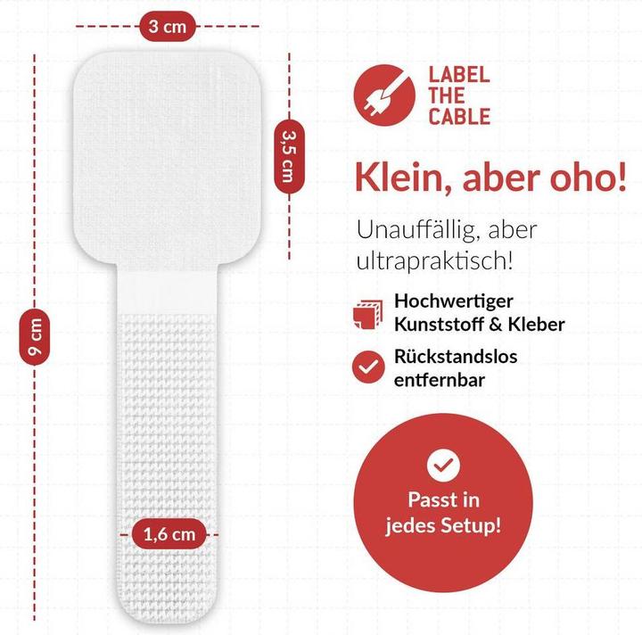 Productafbeelding Label-the-cable LTC Wandklittenband, pak van 10 stuks. (Klittenband kabelbinder, 90 mm, 10 Pcs.)