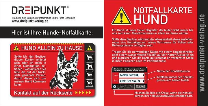 Produktbild Notfallkarte 'Hund' (Deutsch)