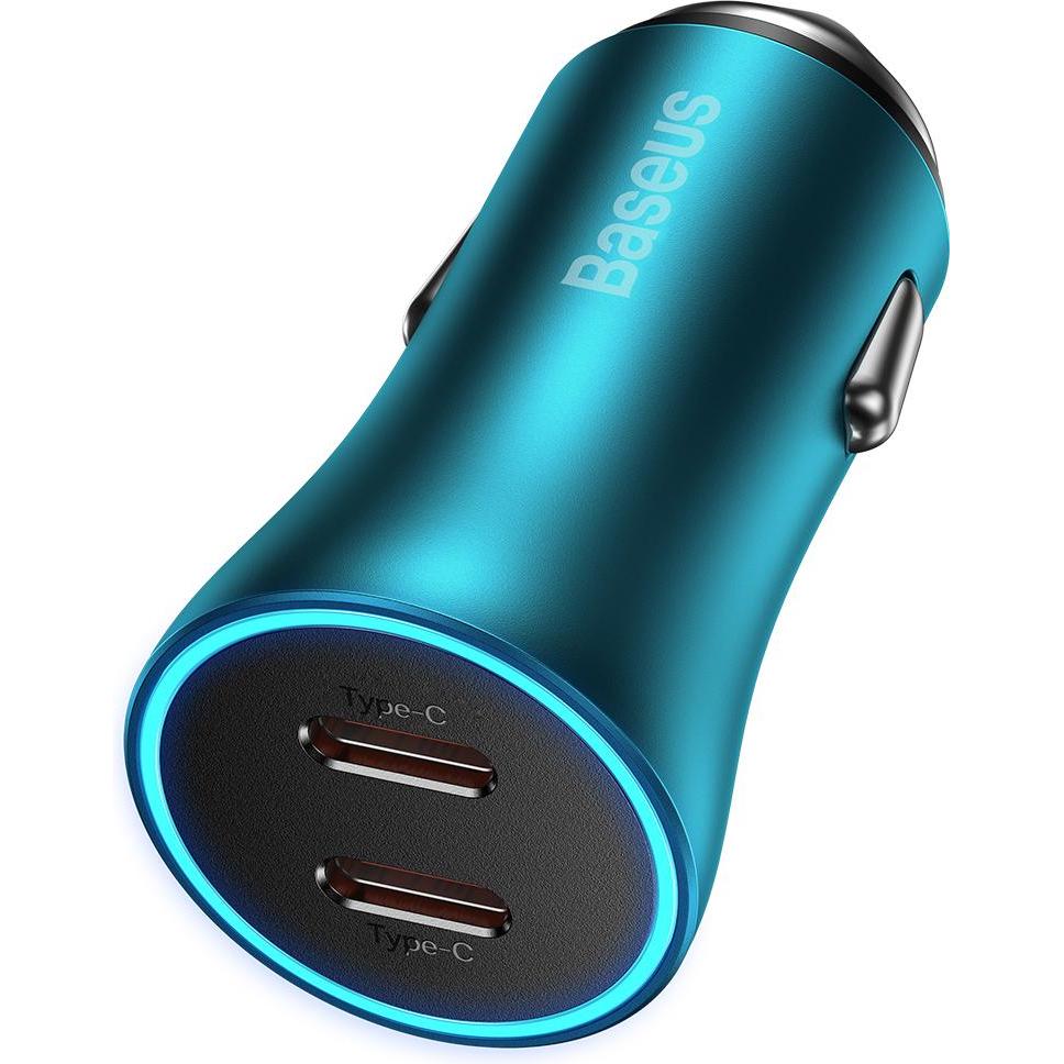 Baseus Golden Contactor Pro car charger, 2x USB-C, 40W (blue), Auto Adapter, Blau