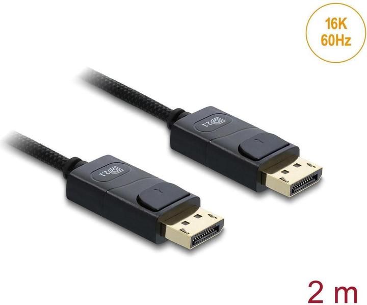 Produktbild Delock Koaxiales DisplayPort Kabel 16K 60 Hz 80 Gbps mit Geflechtmantel 2 m (2 m)
