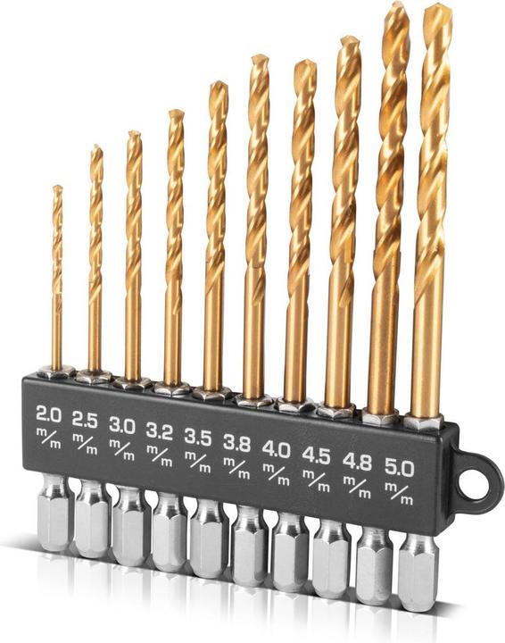 Stahlwerk Universal twist drill set 2-5 mm with hexagonal shank 10-piece (2, 2.5, 3, 3.2, 3.5, 3.8 mm, 4, 4.5, 4.8, 5 mm)
