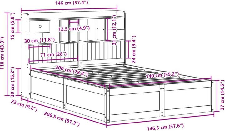 Actual product image vidaXL Bettgestell (140 x 200 cm)