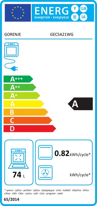 Energy Label Gorenje Gore cooker GEC 5A21WG A wh