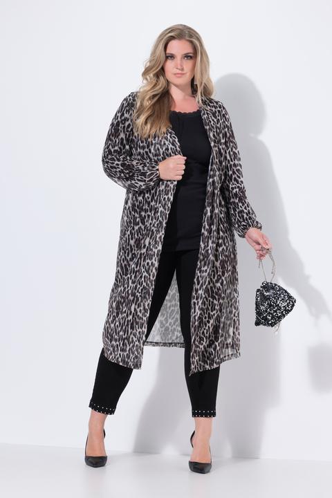 Produktbild Miamoda Mesh-Longjacke, transparent, Leomuster, offene Form (58)