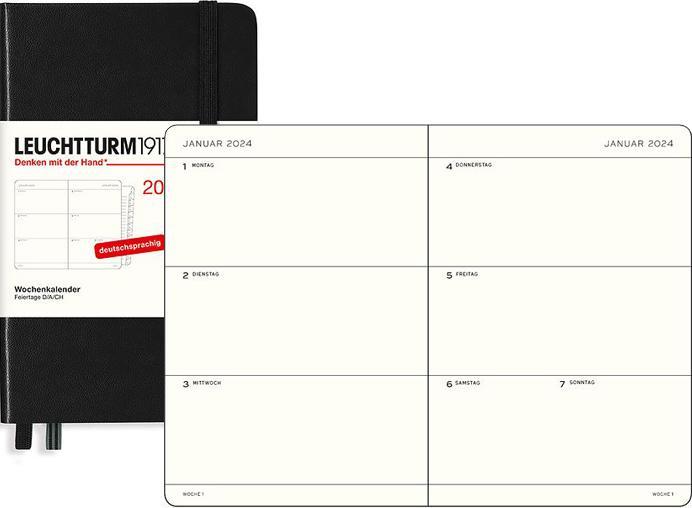 Image du produit Leuchtturm1917 Leuchtturm 1w/2s.Pocket Hc Noir (A6, 1 semaine / 2 pages)