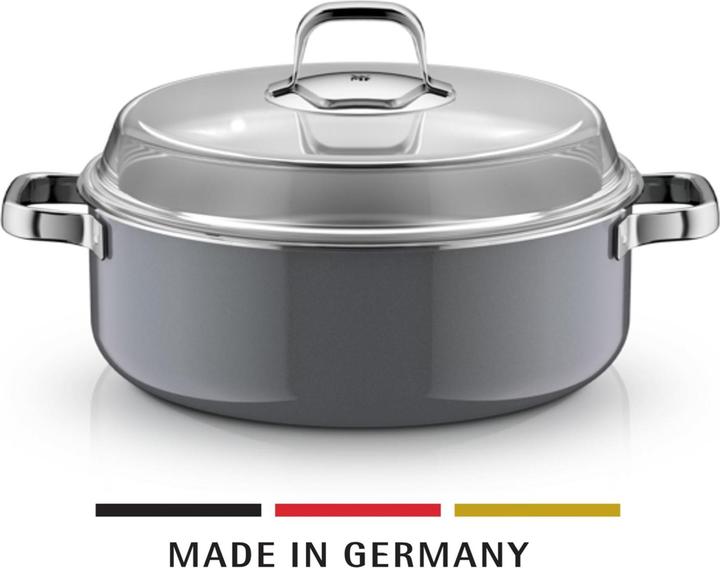 Produktbild WMF Fusiontec Mineral Pro, Schmortopf mit Deckel, 28 cm, Platinum (Bräter + Schmortopf, Edelstahl, 28 x 10.50 cm)