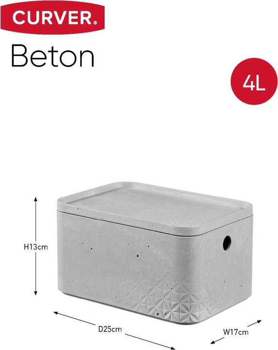 Immagine prodotto Curver Set di 3 BETON Box S con coperchio grigio chiaro (17 cm, 4 l, 3x)