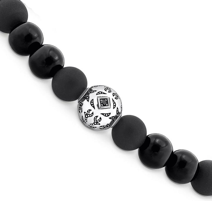 Immagine prodotto Thomas Sabo Bracciale di perline in ossidiana annerita in argento (17 cm, Annerito, Argento 925)