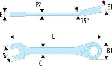 Actual product image Facom Combination ratchet wrench (12 mm)