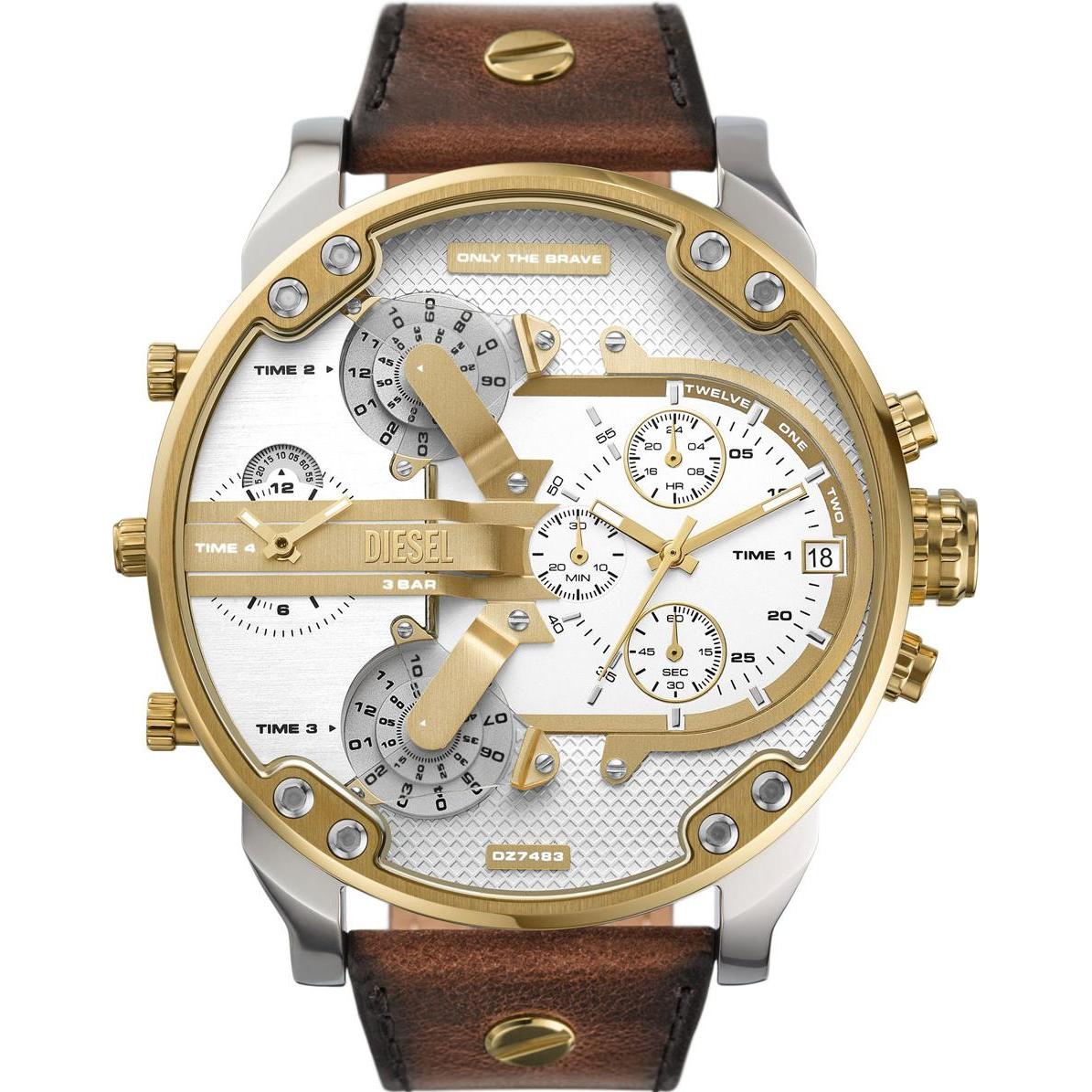 Diesel, Armbanduhr, Mr. Daddy 2.0, Silber, (Chronograph, 57 mm)