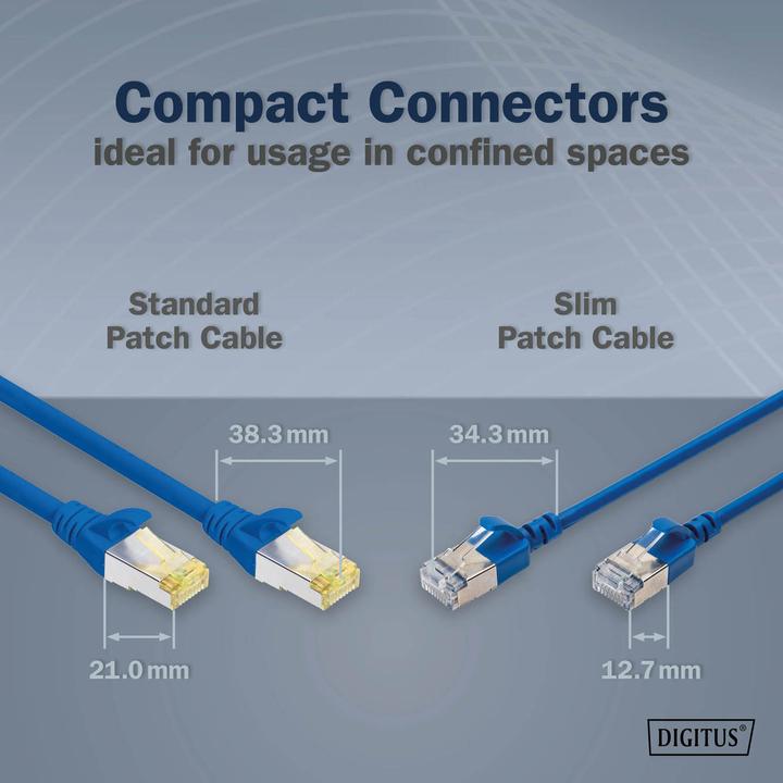 Produktbild Digitus CAT 6A Klasse Ea, F/FTP, Twisted Pair Patchkabel, Cu, LSZH, AWG 32/7, Länge: 1 m, blau (F/FTP, CAT6a, 1 m)