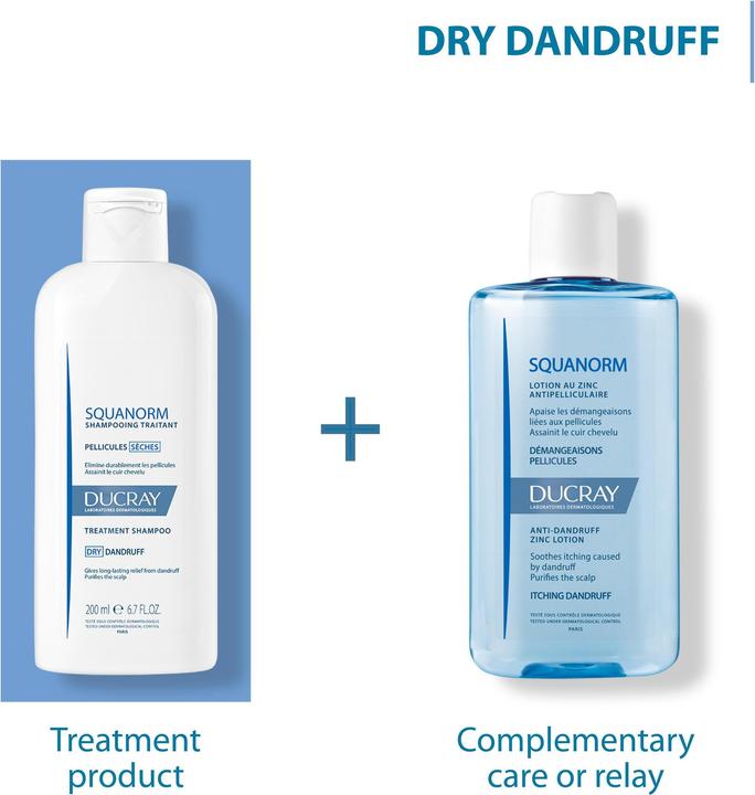 Produktbild Ducray Squanorm Shampoo gegen trockene Schuppen (200 ml, Flüssiges Shampoo)