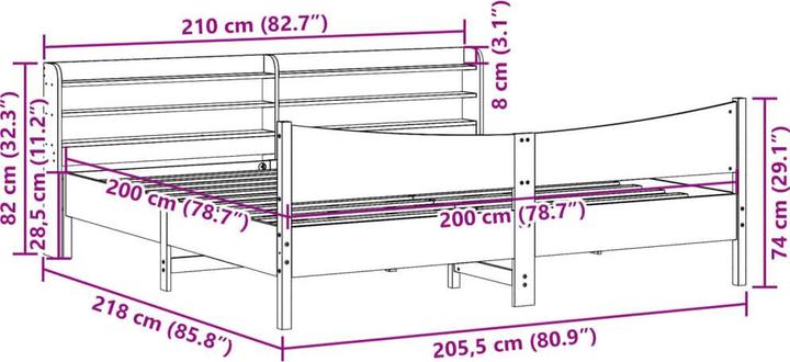 Actual product image vidaXL Bettrahmen (200 x 200 cm)