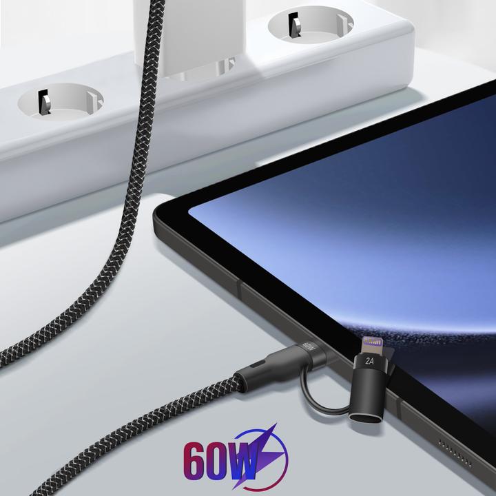 Immagine prodotto Forever Cavo 2in1 USB-C - Lightning + USB-C 1,0 m 60W nero (1 m, USB 3.2 Gen 1, 60 W)
