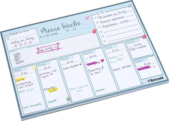 Actual product image Betzold Weekly plan tear-off pad, DIN A4, 60 pages (A4, No binding, German)
