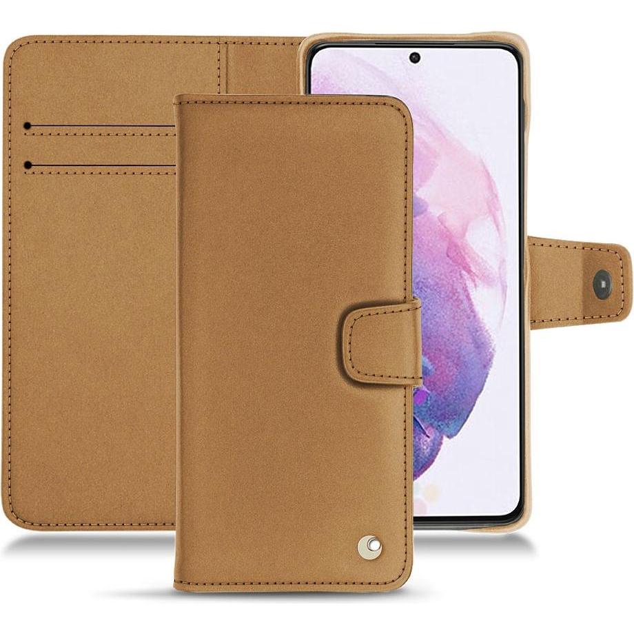 Noreve Lederschutzhülle Wallet (Samsung Galaxy S21), Smartphone Hülle, Beige