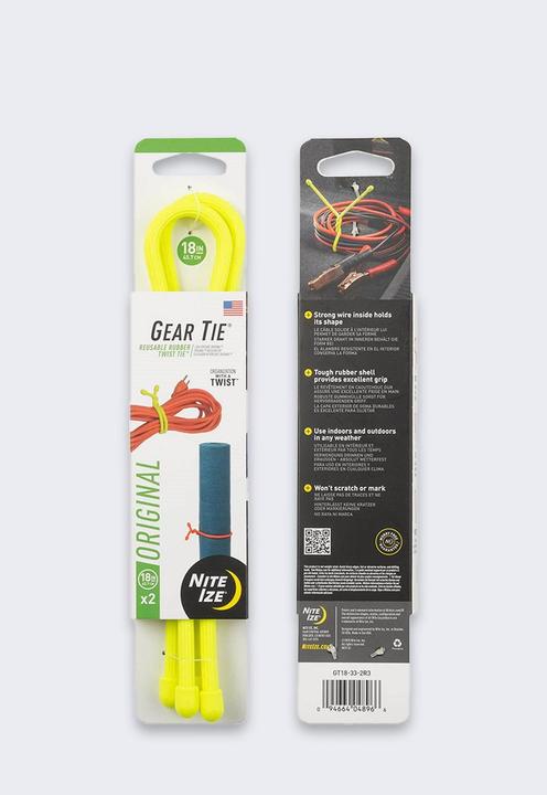 Image du produit Nite Ize GearTie 18"/jaune fluo (Serre-câbles en plastique, 450 mm, 2 pcs)