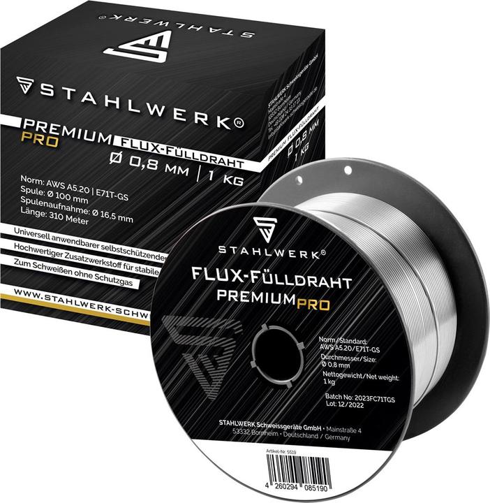 Produktbild Stahlwerk Schweissdraht MIG MAG Premium Fülldraht E71T-GS Ø 0,8 mm S100/D100 1 kg