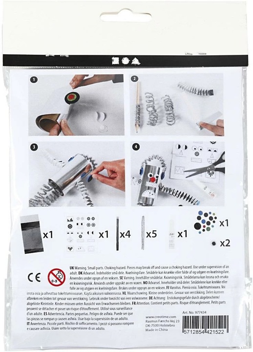 Produktbild Creativ Company Bastelset Mini WC-Papier-Rollen-Roboter 7-teilig, Silber