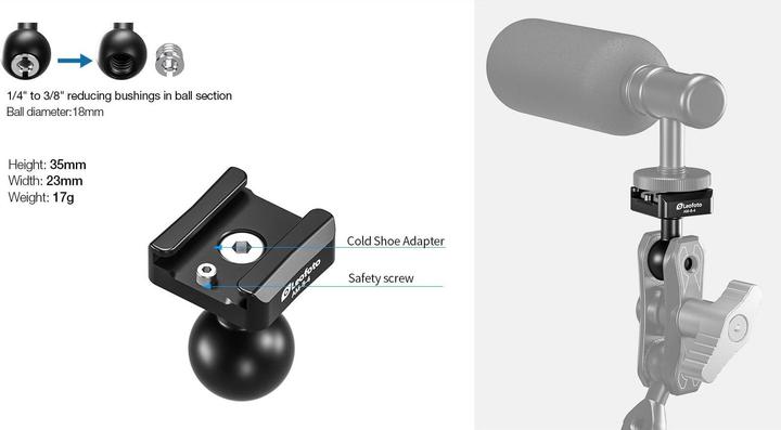 Produktbild Leofoto Gelenk mit Blitzfussaufnahme AM-8-4 (Stativadapter)