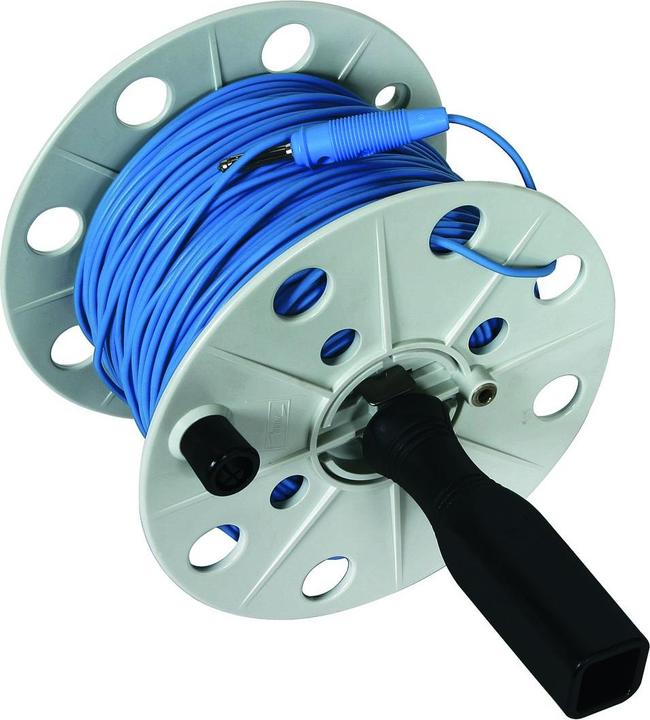 Actual product image Dehn 585210 Wire reel K-grey B 80mm w. 100m stranded wire blue