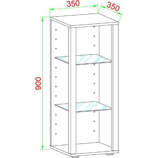 VCM, Vitrine + Buffetschrank, Holz Glas Stand Vitrine Glasol LW (90 x 70 x 35 cm)