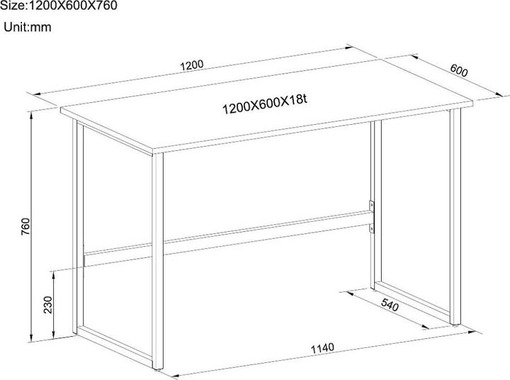 Actual product image Techly ICA-TB 3545W (120 x 60 x 76 cm)