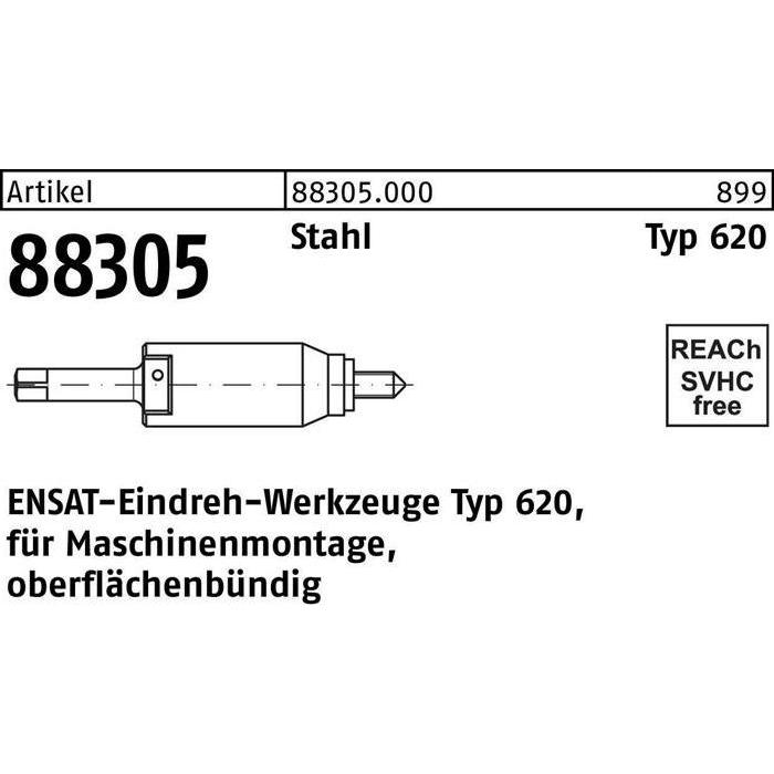 Ensat, Gewindeschneider + Gewindebohrer, Eindrehwerkzeug R 88305 Typ 620 M 12 Stahl