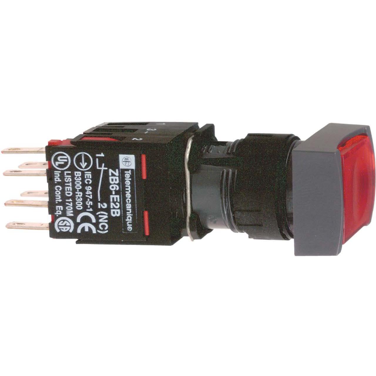 Schneider Electric Leuchtdrucktaster, rot Ř 16, flach, o. XB6DW4B5B, Taster + Schalter, Rot