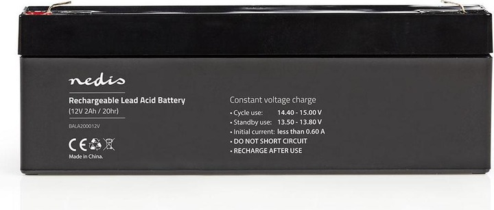 Immagine prodotto Nedis Batteria ricaricabile al piombo - Ricaricabile - 12 V - 2000 mAh - 178 mm - 34 mm - (12 V, 2 Ah)