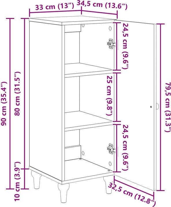 Produktbild vidaXL Modernes Sideboard (34.50 x 33 x 90 cm)
