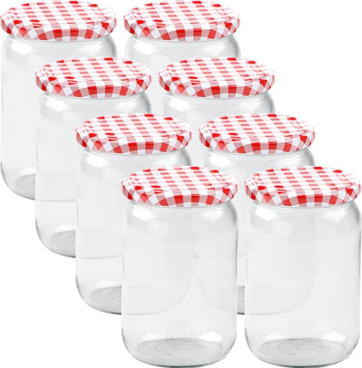 Actual product image Casativo Einmachgläser mit Schraubdeckel, Sturzgläser mit Karo-Muster, je 720 ml, 8er-Set (8 pcs., 0.72 l)