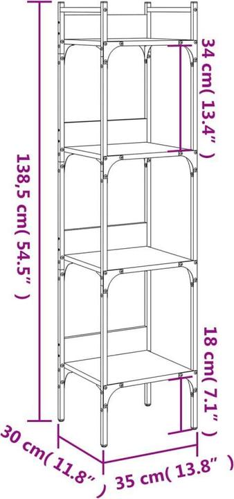 Produktbild vidaXL Bücherregal (35 x 30 x 138.50 cm)